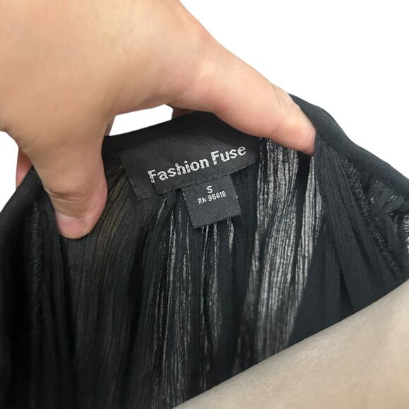 Dark Feminine Black Sheer Tunic Top‎ Whimsigoth Romantic Layered Mini Dress S - Picture 6 of 7